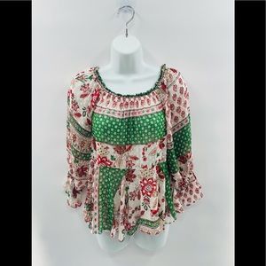 Zara red and green top